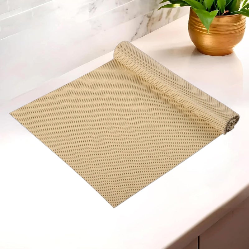 Kuber Industries Kuber Industries Shelf Liner 5 MTR PVC Kitchen Drawer Liner Cupboard Covers for Shelves Wardrobe Sheet For Kitchen DotDesign Golden - Image 1