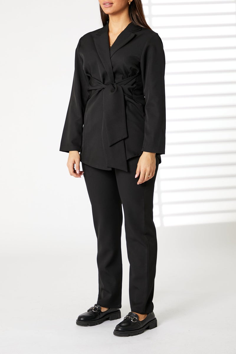 Moistreet Tie Detailed Blazer And Pants Set - Image 5