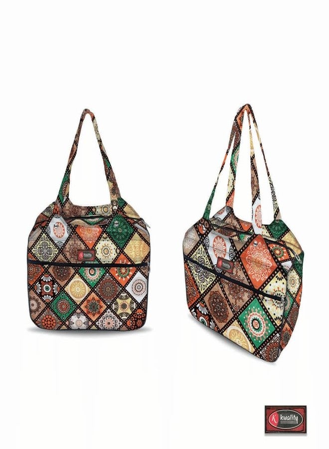 Temoli Women Shoulder Handbag Shopping Bag Travel Cross Body Bag for Daily Use Mother Work Beach and Grocery,Rangoli & Multicolor,4 Pcs - Image 4