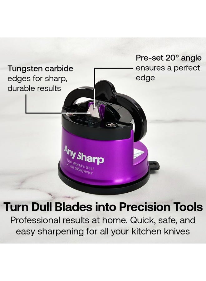 AnySharp Pro Metal Knife Sharpener with Suction, Ultraviolet - Image 2