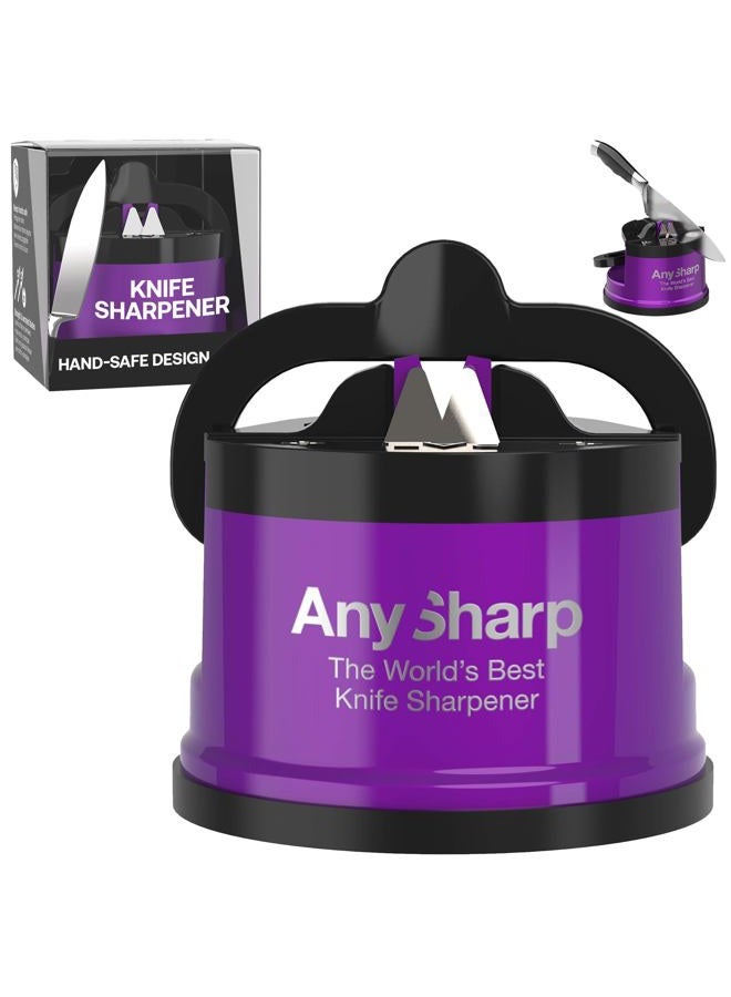 AnySharp Pro Metal Knife Sharpener with Suction, Ultraviolet - Image 1