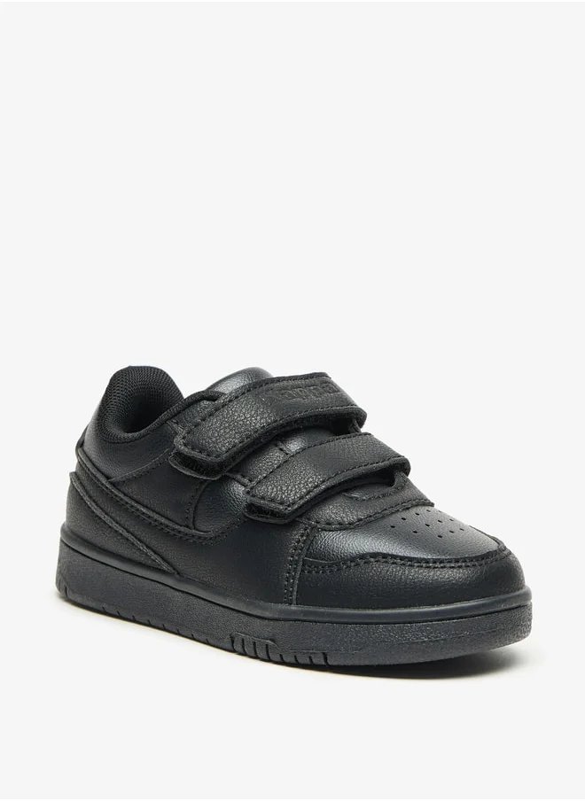 كابا Boys' Panelled School Shoes with Hook and Loop Closure