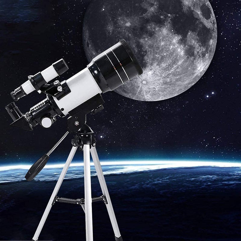 Marrone Telescope Astronomical Portable Zoom HD Refractor Telescope for Beginners, 70mm Aperture 300mm AZ Mount with Barlow 2 Lens Eyepiece & Tripod & Moon Filter Kids Star Spotting Scope - Image 1