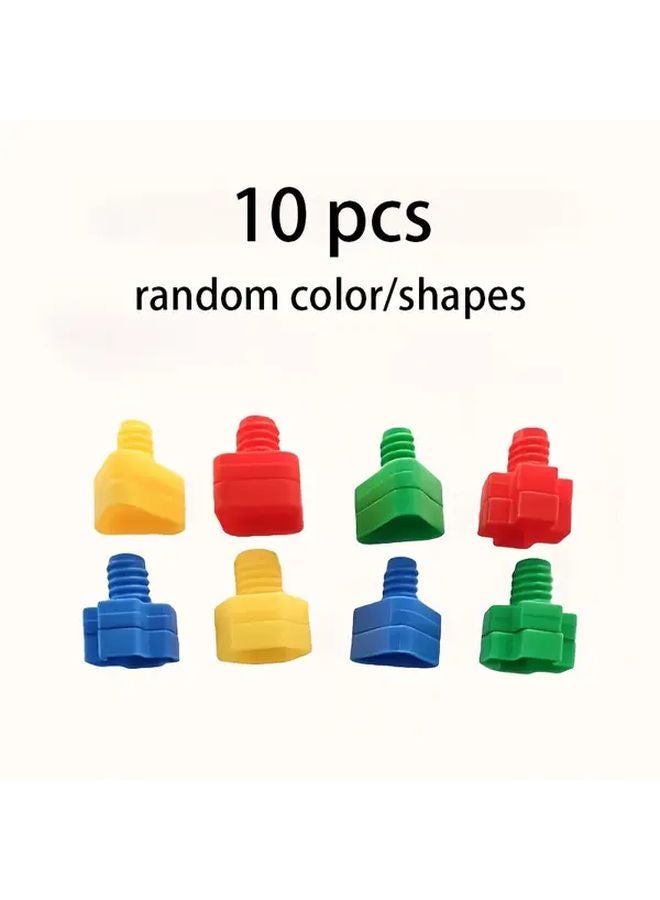 10Pcs Random Colors DIY Educational Building Blocks Screwing Toy Set - Image 1