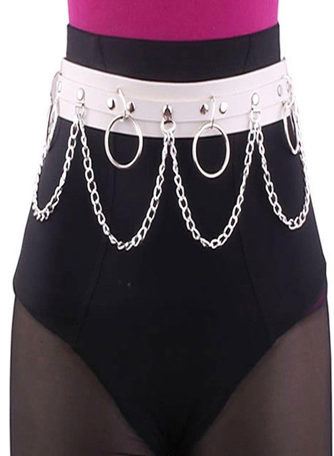 TWINKLEDE Waist Chain Belt Rave Leather Body Accessories for Women (White) - Image 2