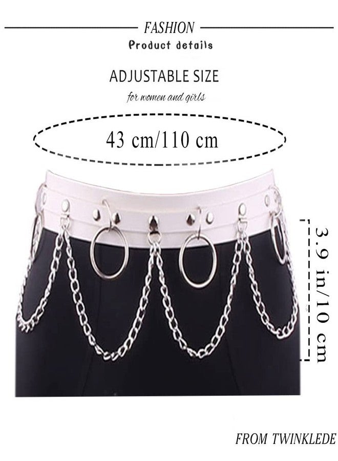 TWINKLEDE Waist Chain Belt Rave Leather Body Accessories for Women (White) - Image 4