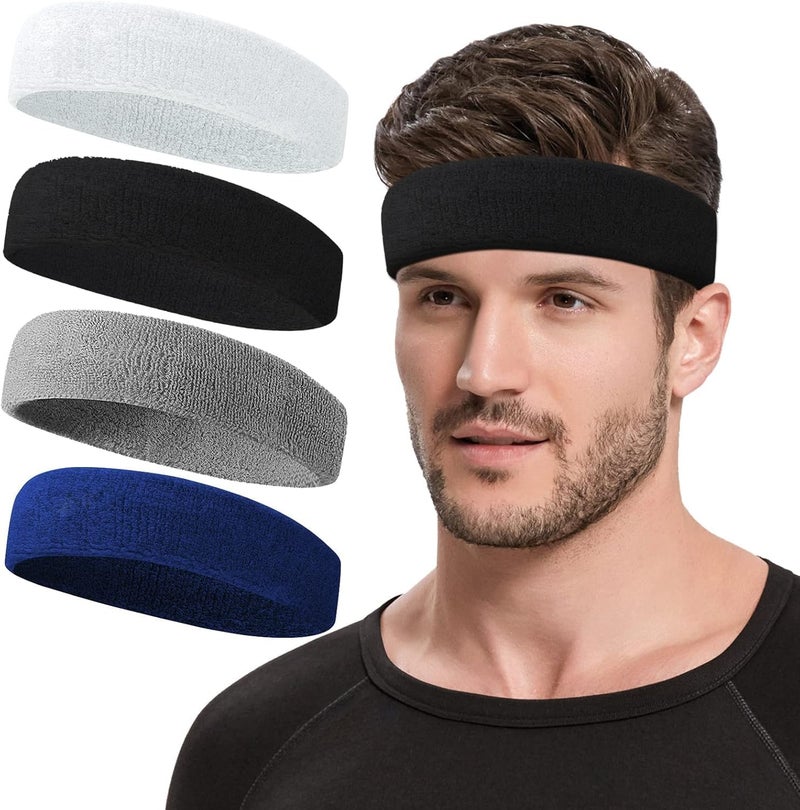 RHYNOFIT 4Pcs Sports Headband for Men - Thin Hair Band for Basketball & Gym - Image 1
