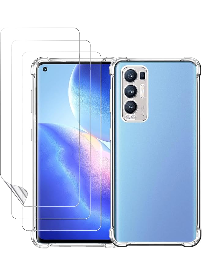 إيروريكس مجموعة من 3 واقيات شاشة لهاتف Oppo Reno 5 Pro Plus 5G مع جراب هاتف شفاف، غشاء TPU مرن عالي الدقة، بديل شاشة ناعم، غشاء واقي شاشة مضاد للخدش لهاتف Oppo Reno 5 Pro Plus - Image 1