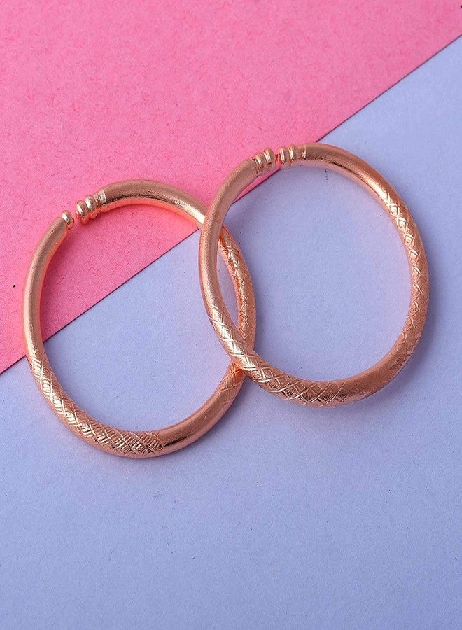 Morir 4 Pcs Gold/Copper Tone Plated Open Ended Easy Adjustable Kids Bangles Bracelets Nazariya Kids Jewelry Birthday Present for Baby Boys and Girls (0-1yrs) - Image 4