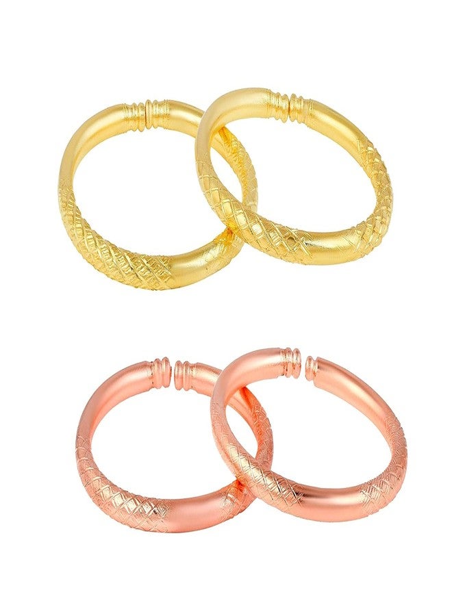 Morir 4 Pcs Gold/Copper Tone Plated Open Ended Easy Adjustable Kids Bangles Bracelets Nazariya Kids Jewelry Birthday Present for Baby Boys and Girls (0-1yrs) - Image 2