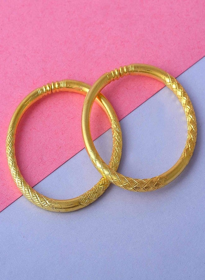 Morir 4 Pcs Gold/Copper Tone Plated Open Ended Easy Adjustable Kids Bangles Bracelets Nazariya Kids Jewelry Birthday Present for Baby Boys and Girls (0-1yrs) - Image 3