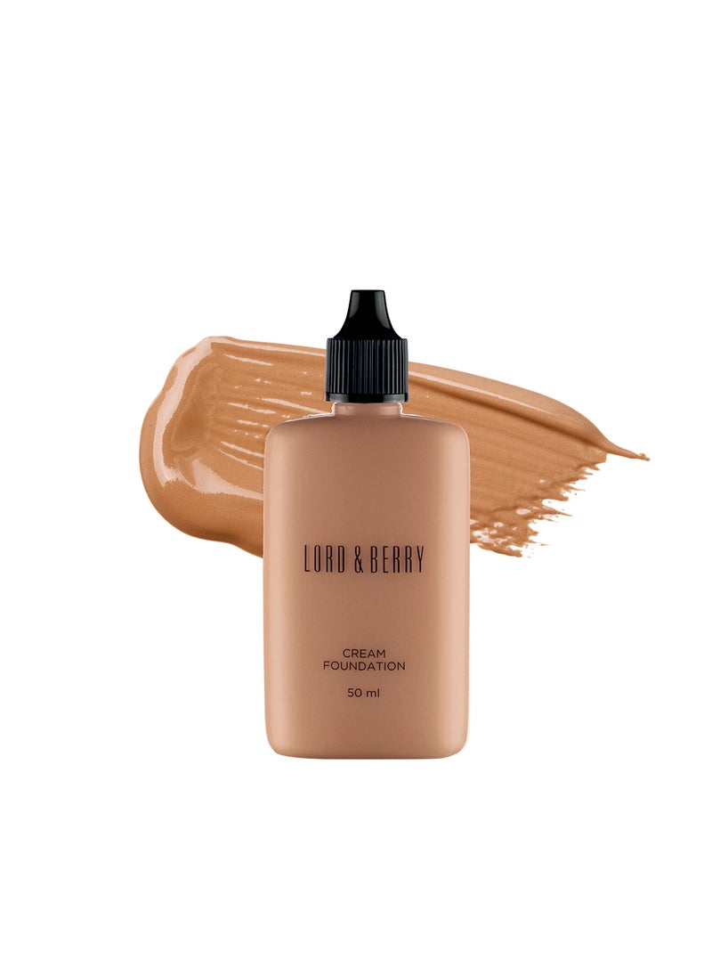 LORD & BERRY Lord & Berry CREAM FOUNDATION Makeup Long Lasting Full Coverage Lightweight Liquid Foundation Contains Antioxidants, Moisturizers, UVA-UVB Filters & Anti-Pollution Extracts, Honey, 1.69 Fl oz 