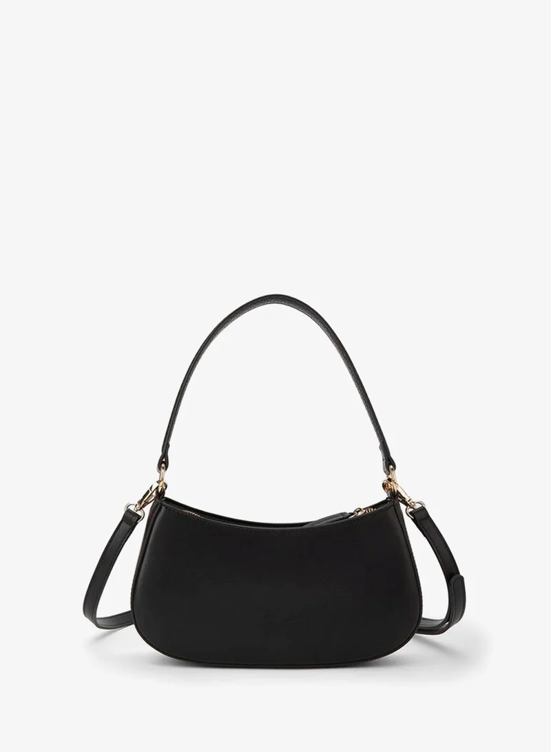 Paprika BLACK Solid Shoulder Bag with Detachable Strap and Zip Closure for Women | Best Price UAE