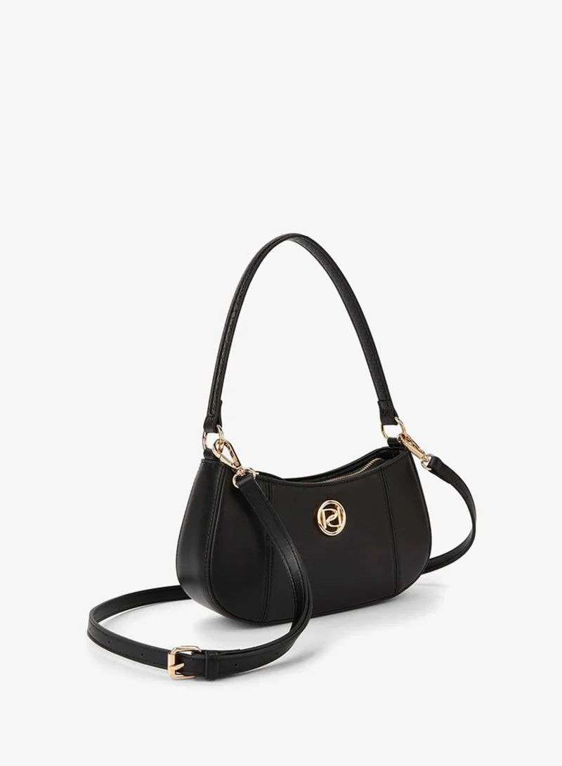 Paprika BLACK Solid Shoulder Bag with Detachable Strap and Zip Closure for Women | Best Price UAE