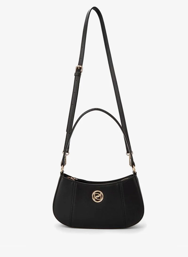 Paprika BLACK Solid Shoulder Bag with Detachable Strap and Zip Closure for Women | Best Price UAE
