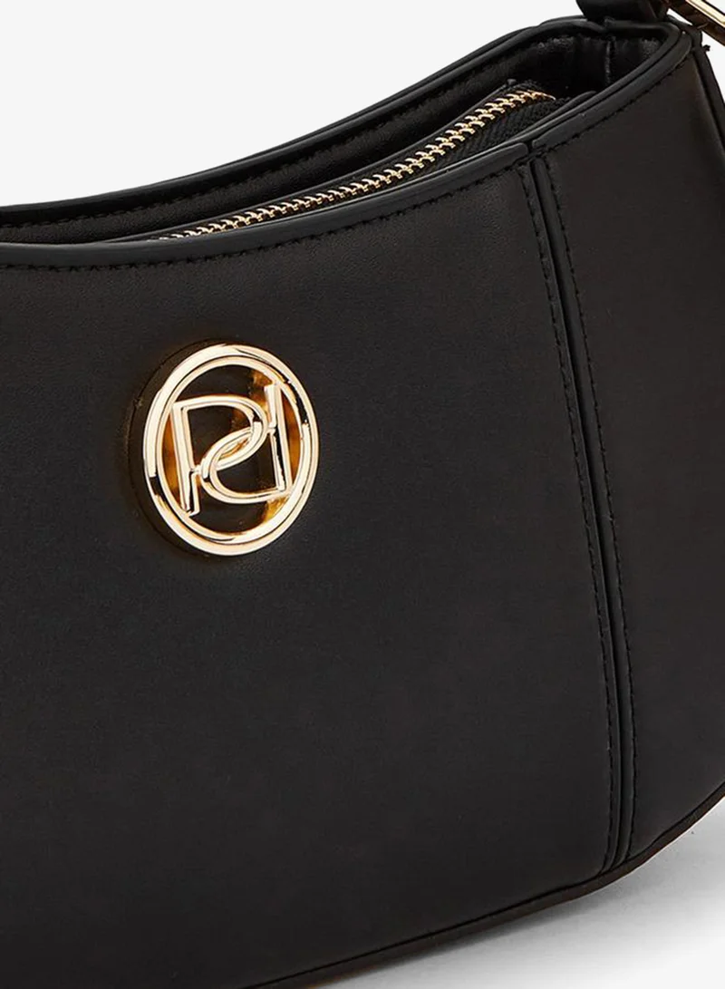 Paprika BLACK Solid Shoulder Bag with Detachable Strap and Zip Closure for Women | Best Price UAE