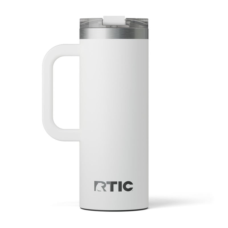RTIC 20oz Road Trip Travel Mug with Lid and Handle Ceramic Lined Insulated Stainless Steel Metal Double Wall VacuumInsulation Portable Coffee Tea Cup for Hot and Cold Drink White - Image 2
