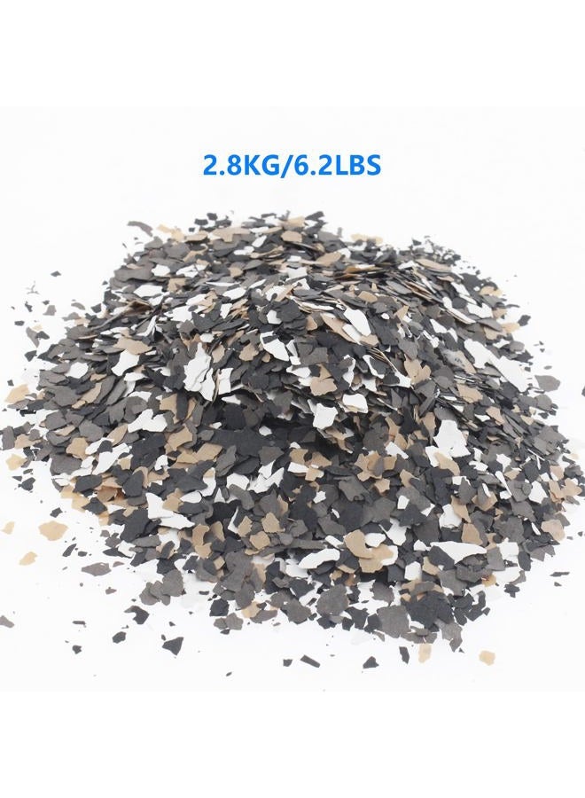 SAFYY Decorative Color Chips, Blend Floor Flakes,Garage Floor Paint Chips,1 Pack Concrete Coatings Paint Chips For Walls Floors Interior Exterior House Paint(Black+White+Grey,2.8kg/Pack) - Image 2