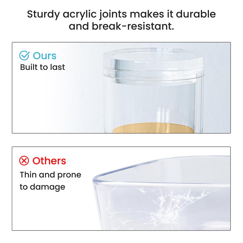 OfficeGoods 3-Tier Stackable Acrylic Holder- Stylish Desk Organizer and Storage for Office or Home â€“ Transparent Round Design with Gold Metal Base - Image 5