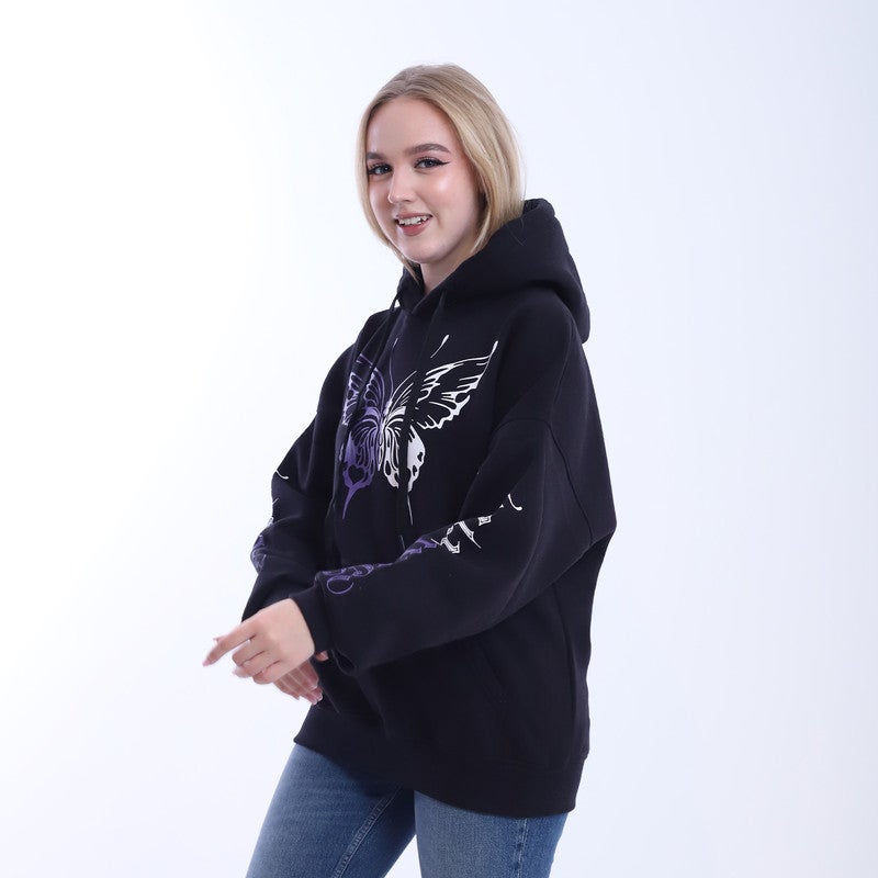 بيبو هودي نسائي مطبوع _اسود - Image 2