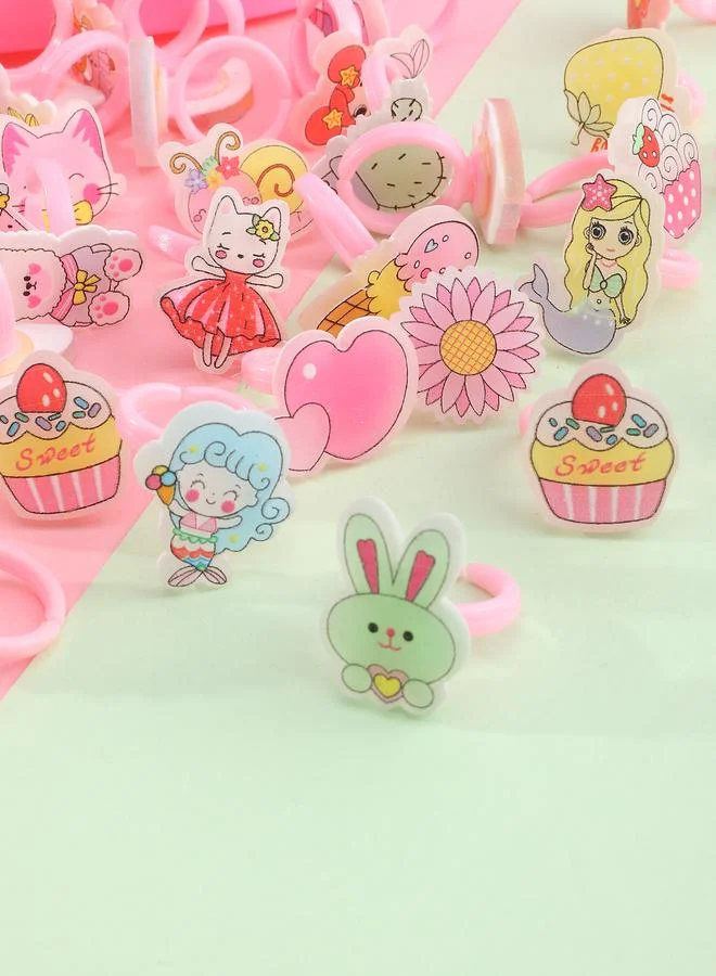 Take Two Girls Set of 12 - Cartoon Cupcake Adjustable Rings