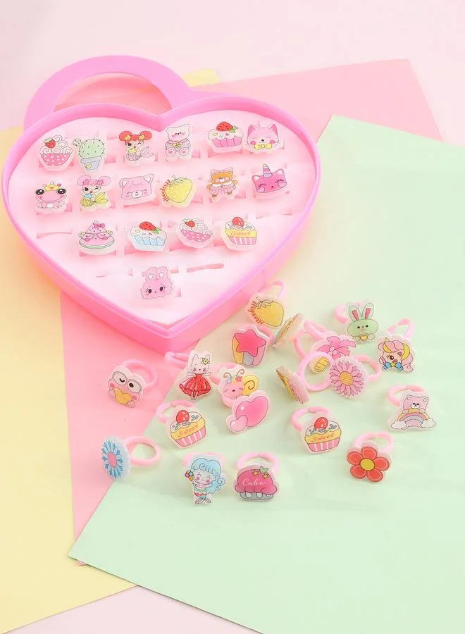 Take Two Girls Set of 12 - Cartoon Cupcake Adjustable Rings