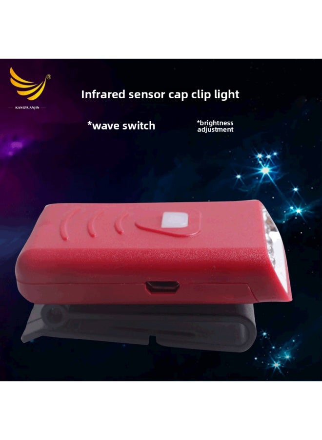 Cross-border Induction Charging Cap Brim Lamp Outdoor Fishing Head-mounted Led Mini Night Fishing Bait Headlight Usb Cap Lamp 