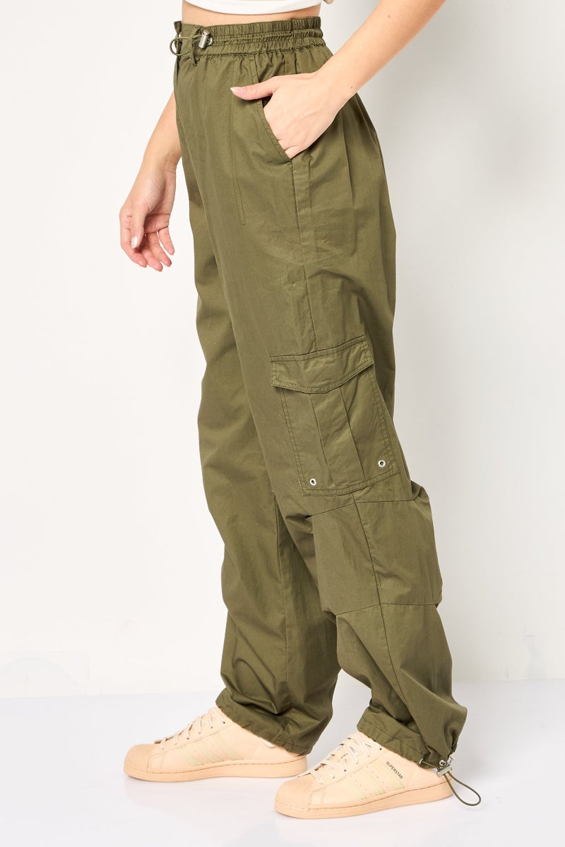 promod سروال كارجو نسائي بقصة عادية غير قابلة للتمدد، زيتوني - Image 3