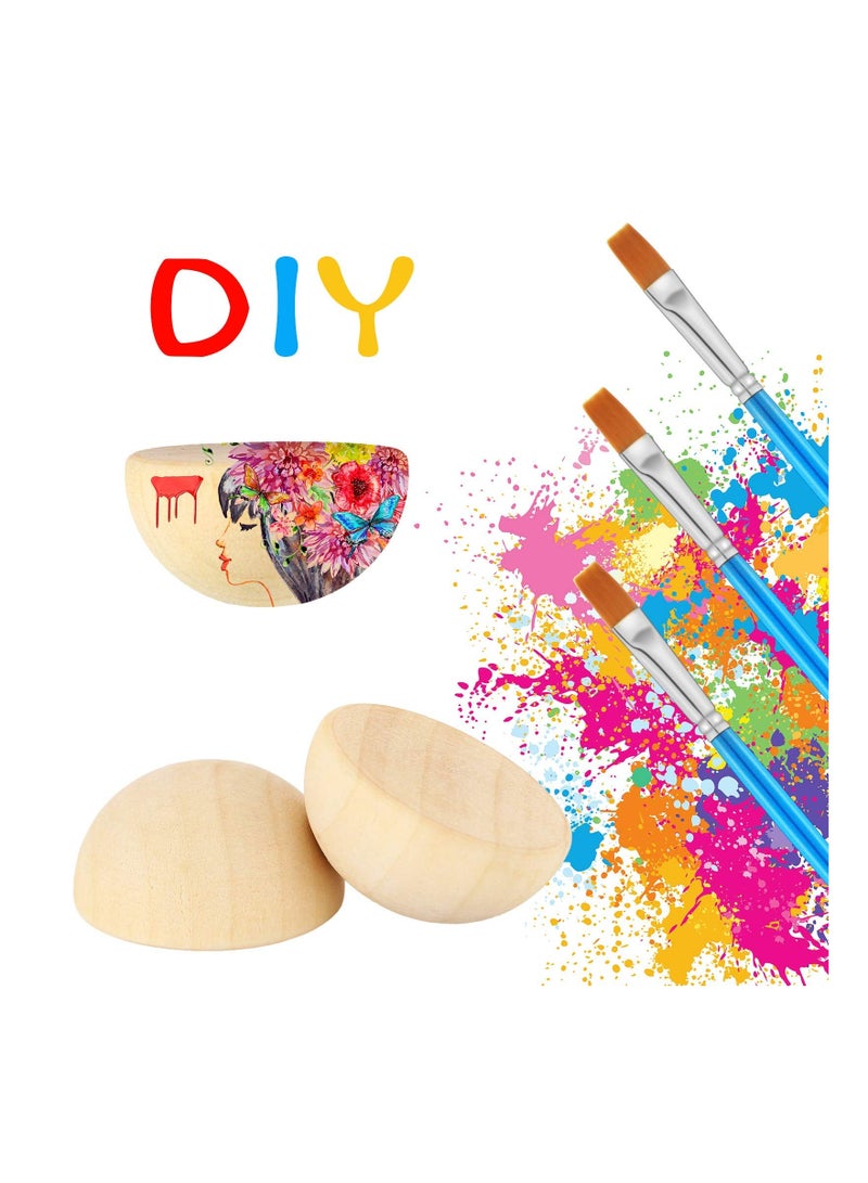 NIBEMINENT 300 Pieces Natural Half Wooden Balls, Crafts Balls for Paint DIY Home Decor Projects Arts, Unfinished Wood Mini Hemisphere Kids 6 Sizes - Image 3