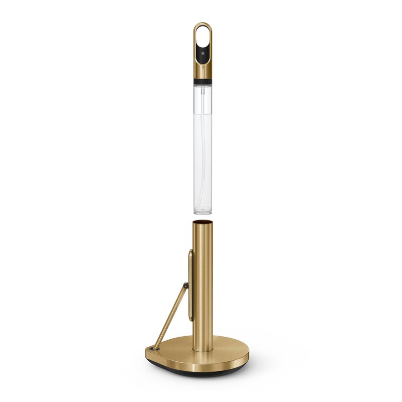 simplehuman Standing Paper Towel Holder with Spray Pump, Brass Stainless Steel, Gold - Image 4