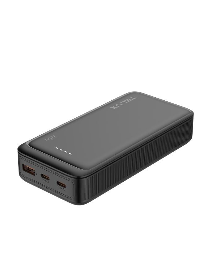 TELUX VOLTX 20 Power Bank 20000mAh 20W Fast Charging, Pocket PD Charger with 2 USB-C & 1 USB-A Ports, Safe Compact Portable Battery - Image 2