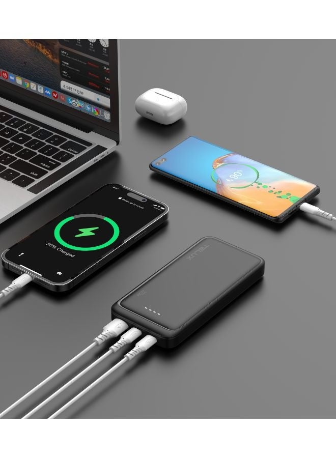TELUX VOLTX 20 Power Bank 20000mAh 20W Fast Charging, Pocket PD Charger with 2 USB-C & 1 USB-A Ports, Safe Compact Portable Battery - Image 4