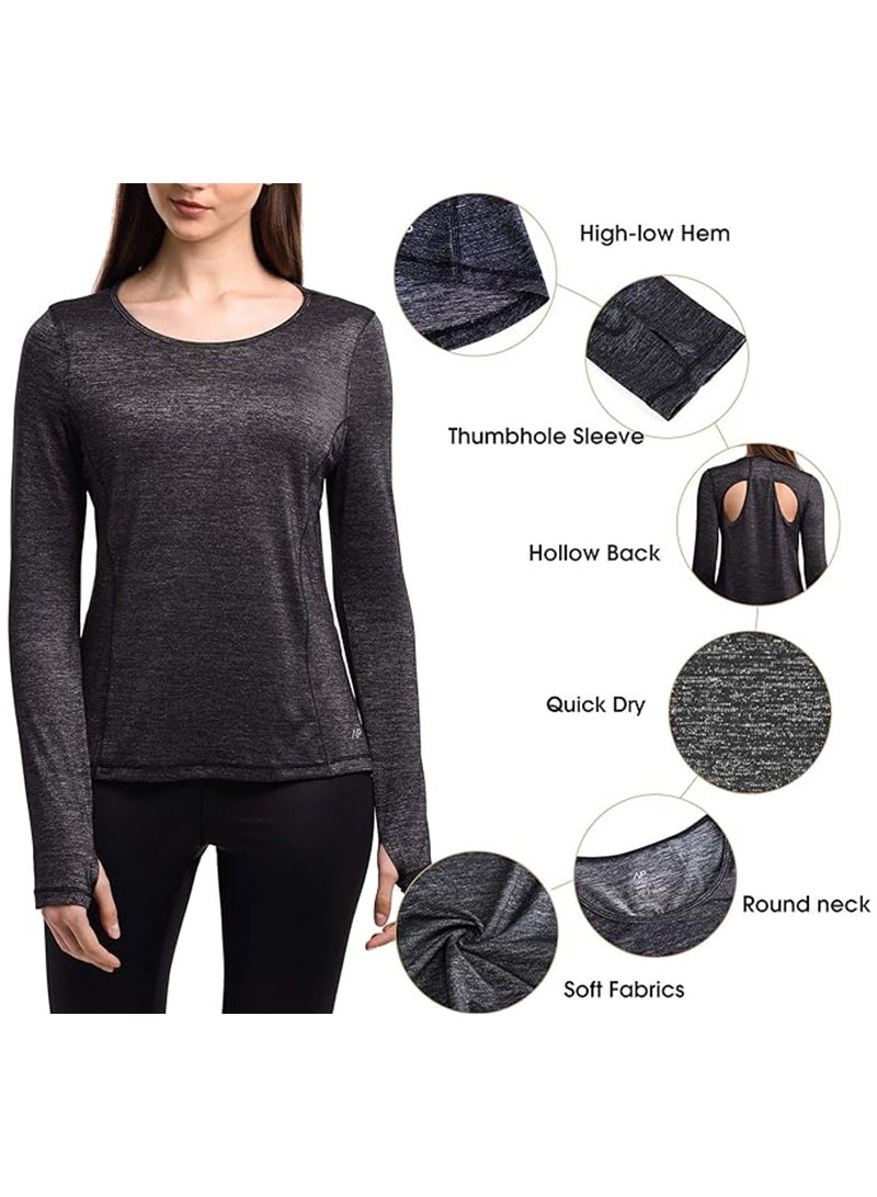 Sharpdo Women's Thumbhole Sleeve Hollow Back Workout Yoga Top - Image 3