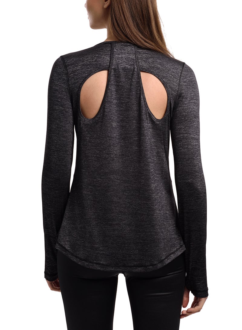 Sharpdo Women's Thumbhole Sleeve Hollow Back Workout Yoga Top - Image 2