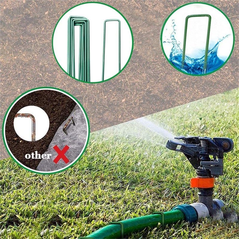 CUNQN Garden Stakes Ground Staples Landscape Securing Anchor Pegs Gardening Pins Spikes for Lawn Farm Weed Barrier Grass Fabric 10 PCS - Image 2