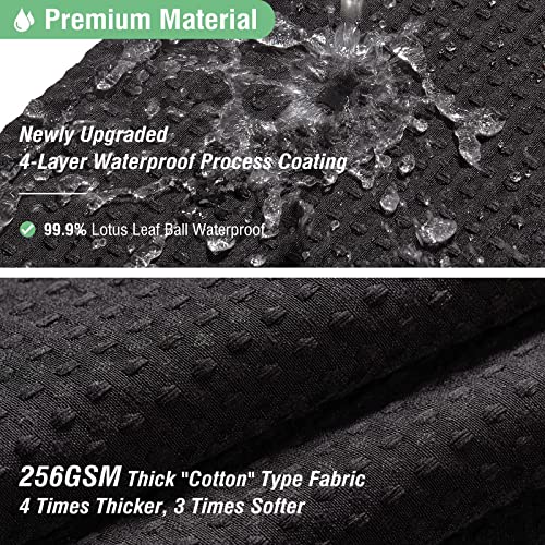 Dynamene Long Black Fabric Shower Curtain - Waffle Textured Tall Heavy Duty Cloth Shower Curtains for Bathroom, 256GSM Large Hotel Spa Luxury Bath Curtain Set with 12 Plastic Hooks(72Wx78H, Black) - Image 4