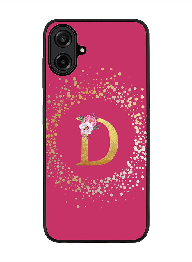Stylizedd For Samsung Galaxy A07 4G Case,Slim fit Camera Protection, Shockproof Thin Phone cover  - Custom Monogram Floral - D ( Deep Pink )