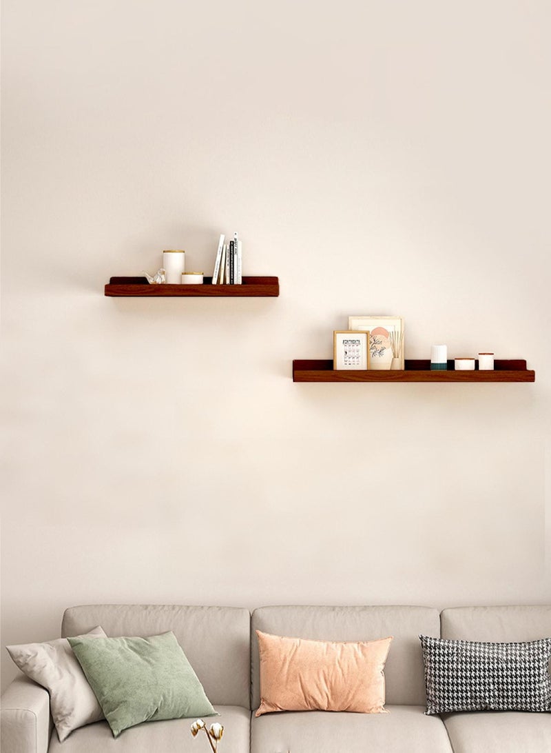 لوبيتيز رفوف عائمة للجدار ، رفوف الجدار لتخزين الديكور مجموعة من 2 ، رف خشبي مثبت على الجدار لغرفة النوم ، غرفة المعيشة ، الحمام ، المطبخ ، رف الصورة ، البني - Image 2
