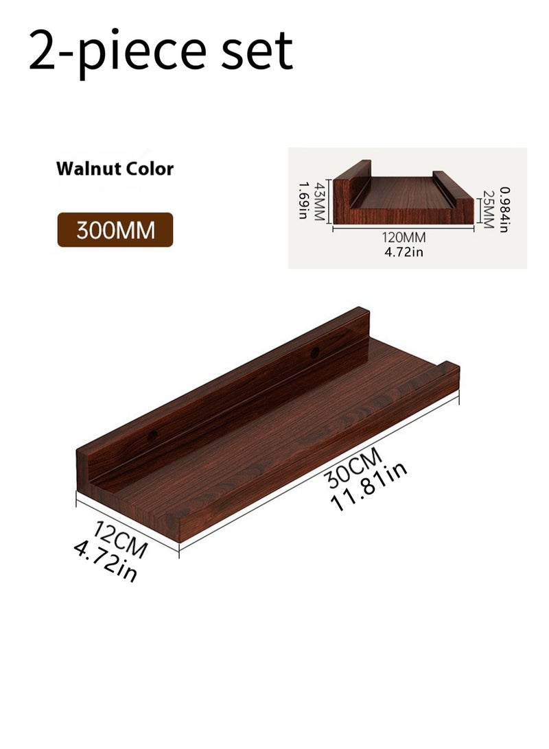 لوبيتيز رفوف عائمة للجدار ، رفوف الجدار لتخزين الديكور مجموعة من 2 ، رف خشبي مثبت على الجدار لغرفة النوم ، غرفة المعيشة ، الحمام ، المطبخ ، رف الصورة ، البني - Image 3