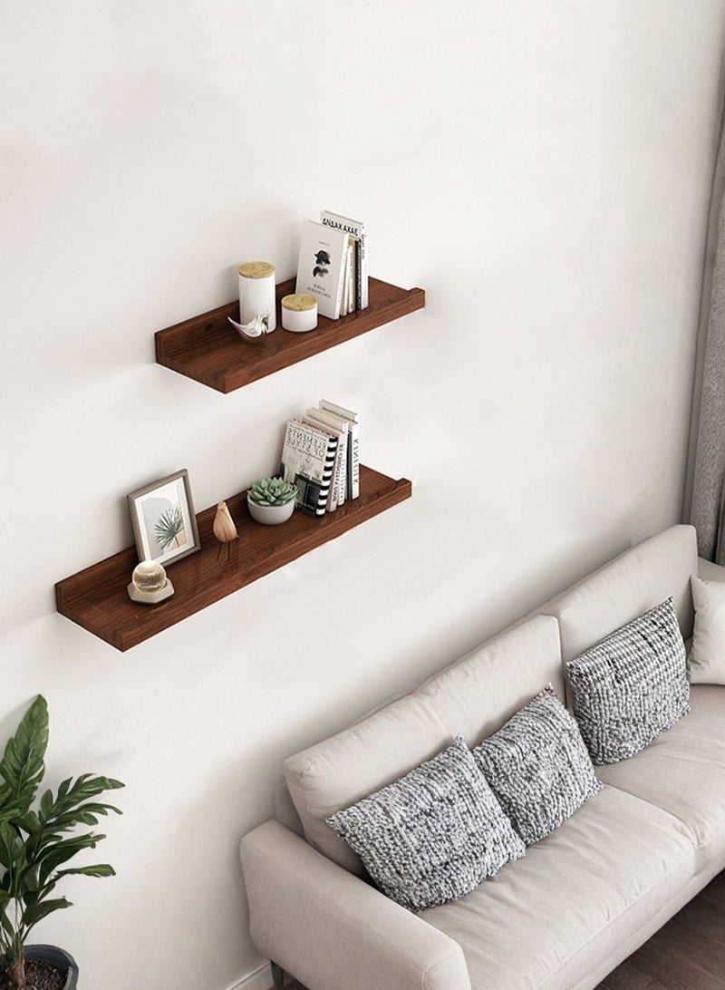 لوبيتيز رفوف عائمة للجدار ، رفوف الجدار لتخزين الديكور مجموعة من 2 ، رف خشبي مثبت على الجدار لغرفة النوم ، غرفة المعيشة ، الحمام ، المطبخ ، رف الصورة ، البني - Image 1