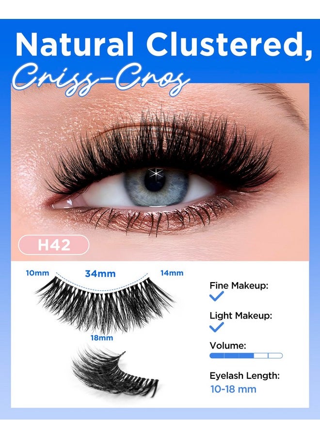 BEYELIAN 14 Pairs False Eyelashes Clear Band D Curl 10-18Mm Long Eye Lashes Pack, Soft And Lightweight Invisible Band Faux Mink Lashes, Reusable, Easy To Apply (14P-Hscs-42)  - Image 2