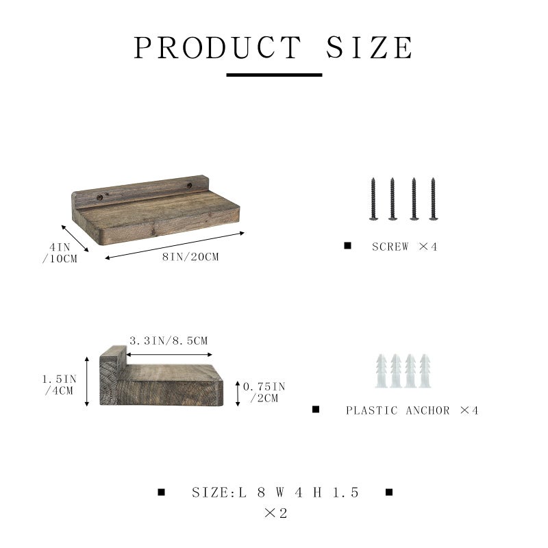 Freezing point Small Floating Shelves for Wall Set of 2 Natural Wood 8Ã—4Inch Wall Shelf Mini Corner Shelf Decor Plant Display Mounted Kitchen Bathroom Bedroom Decorative Storage Tiny Stand - Image 5