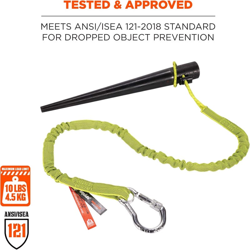 Ergodyne Squids 3100 Tool Lanyard with Single Carabiner and Adjustable Loop End - Standard Length, Lime - Image 3