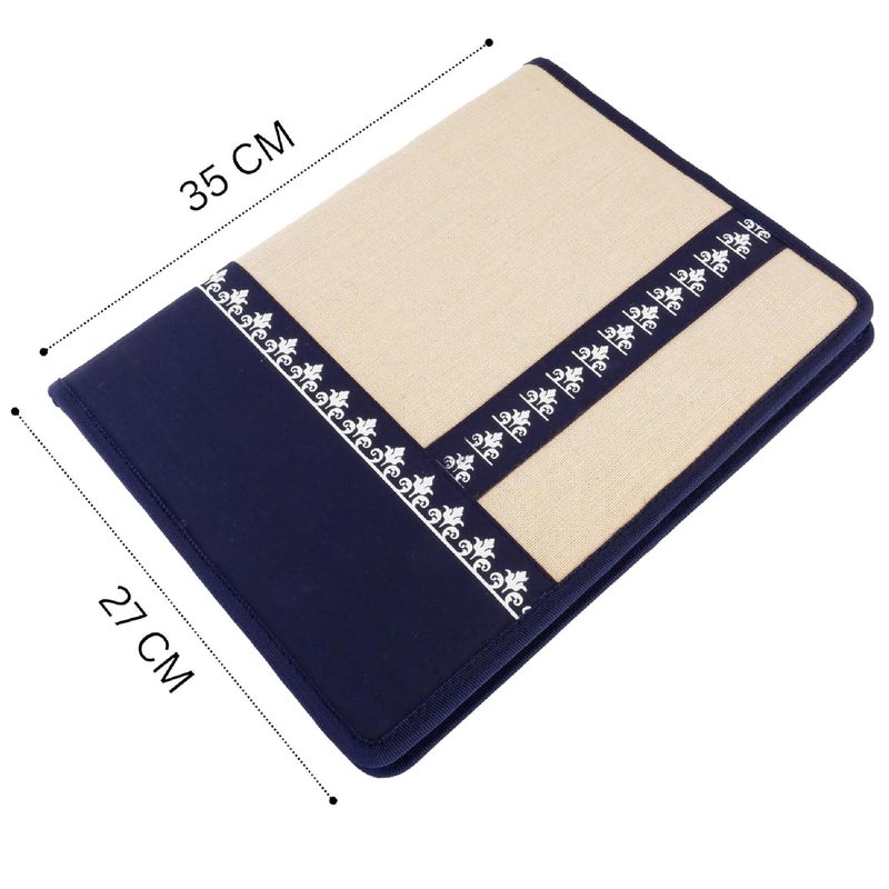 Asraw A4 Jute Professional File Folder Document Zipper Organizer for Corporate Meetings, Interview Portfolio, Certificates, Document Holder, Jute Conference File Folder (Blue) - Image 2