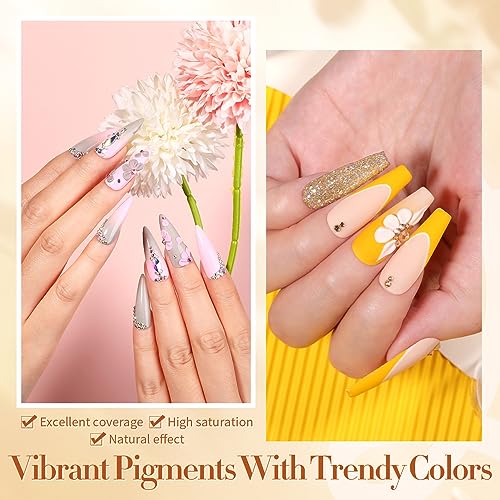 BORN PRETTY Acrylic Powder Set 36 Colors Fall Winter Acrylic Nail Powder Red Purple Green Blue Professional Polymer 3D Nail Art Kit for French Extension Carving Gift Set - Image 4