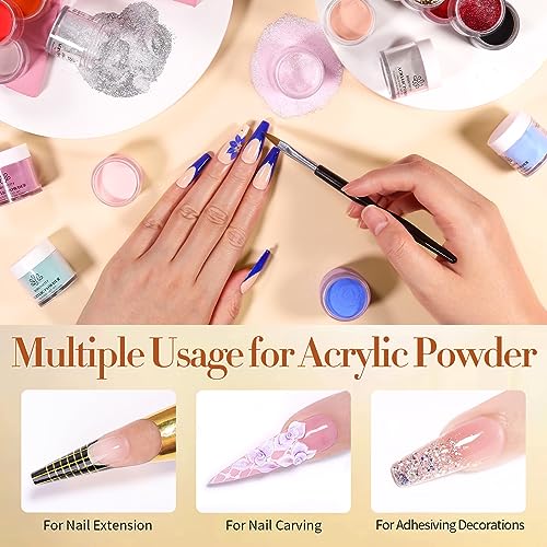 BORN PRETTY Acrylic Powder Set 36 Colors Fall Winter Acrylic Nail Powder Red Purple Green Blue Professional Polymer 3D Nail Art Kit for French Extension Carving Gift Set - Image 3