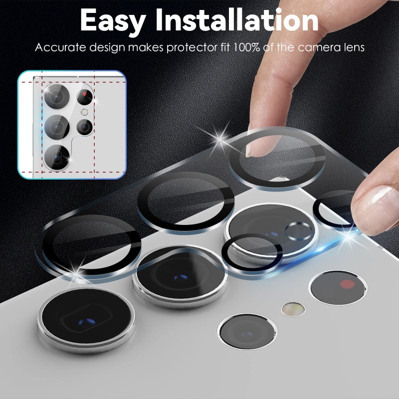 CloudValley [4 Pack Camera Lens Protector for Samsung Galaxy S23 Ultra 6.8in 5G, 9H Ultra Thin Tempered Glass Cover Anti-Scratch & Case Friendly [Not Affect Flash & Night Shot], Night Circle - Image 3
