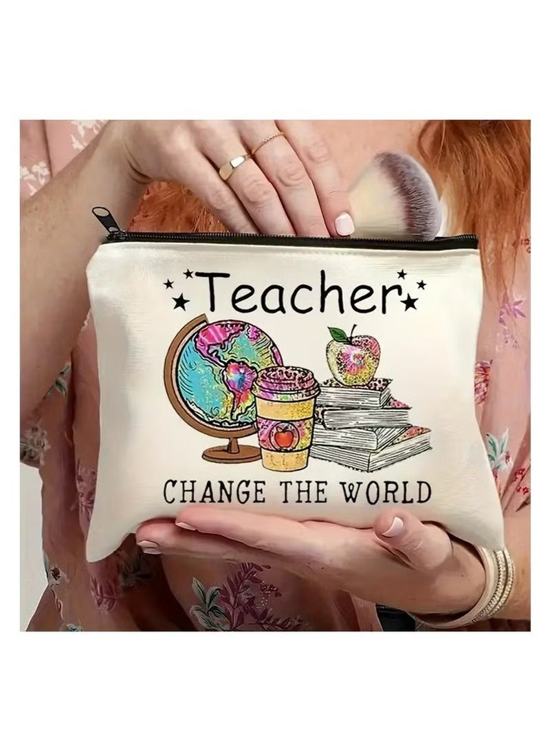 Generic Teacher Appreciation Makeup Bag - Perfect Gift for Retirement, Birthday, Graduation & Teacher's Day - Durable Polyester, Non-Waterproof, Scent-Free Cosmetic Pouch - Image 1