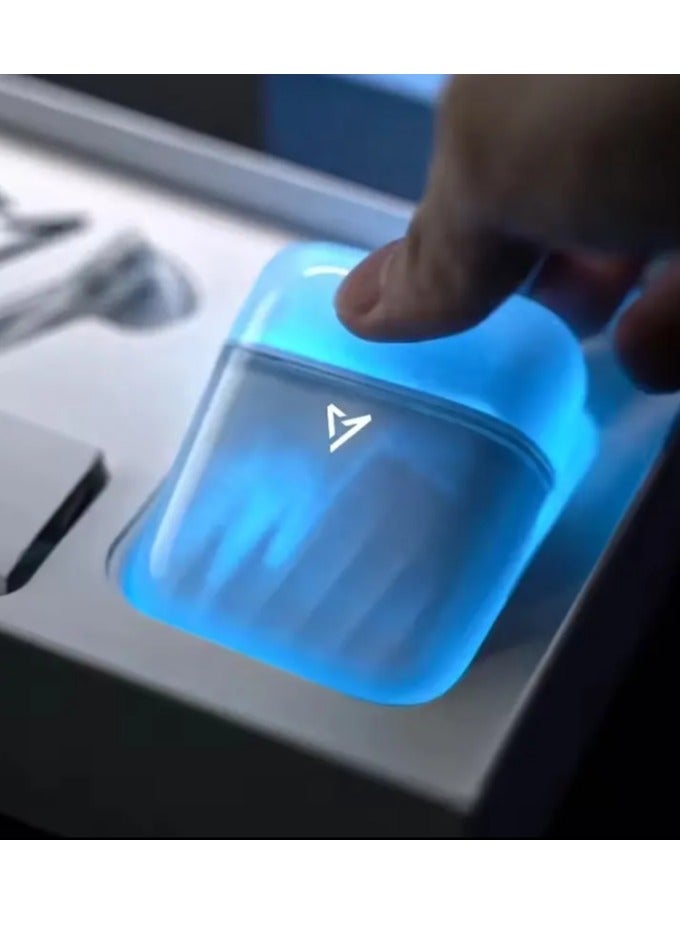 سماعات أذن لاسلكية بتقنية بلوتوث | إضاءة في الظلام , علبة شحن , تحكم باللمس ,صوت عالي الدقة | ازرق - Image 3