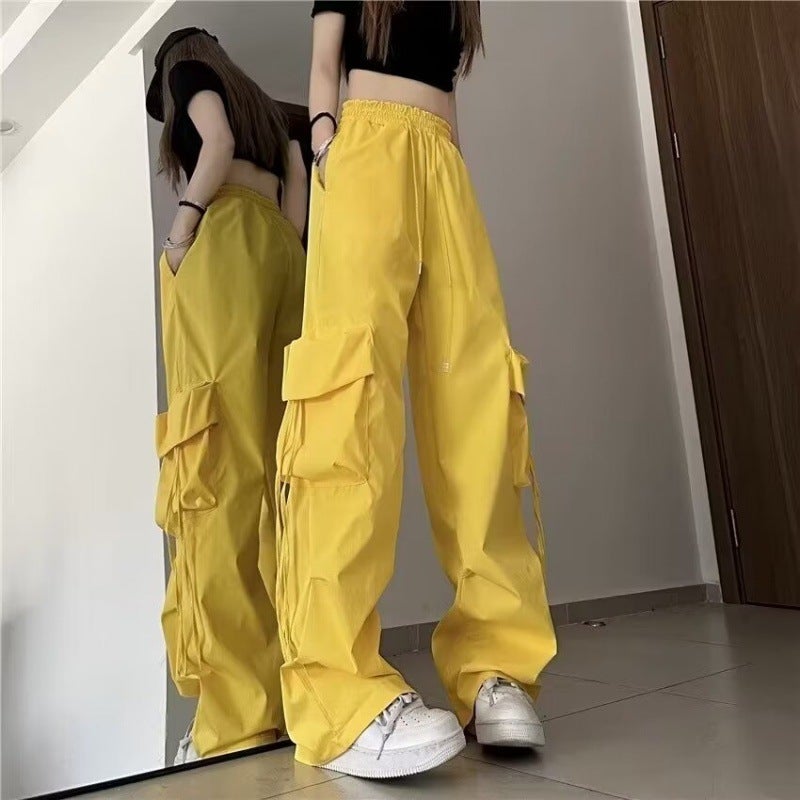 2024 Retro American Work Pants for Women Autumn Winter Casual Wide Leg Pink - Image 2